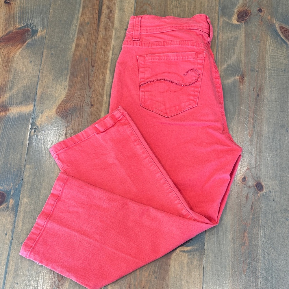 Coral Pink Women's Cropped Jeans